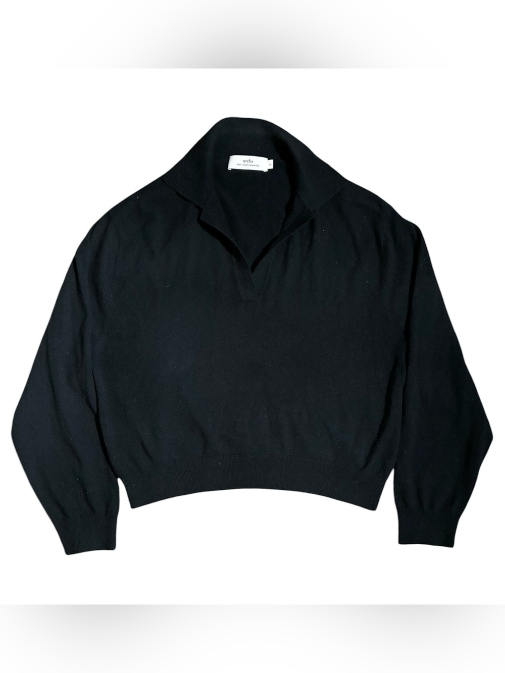 Arch4 Baby Goat Cashmere Polo Collared Shirt Black